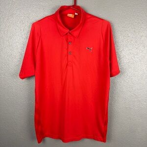 Puma Cool Cell Polo Shirt Red Men’s Medium Logo Golf Short Sleeve Vented